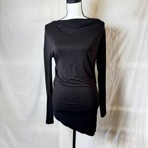 LBLC The Label Anita Off the Shoulder Black Pullover Top Womens Size S Vegan